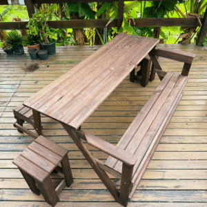Kit Banco que Vira Mesa 1,5m - 6 Lugares + 2 banquetas